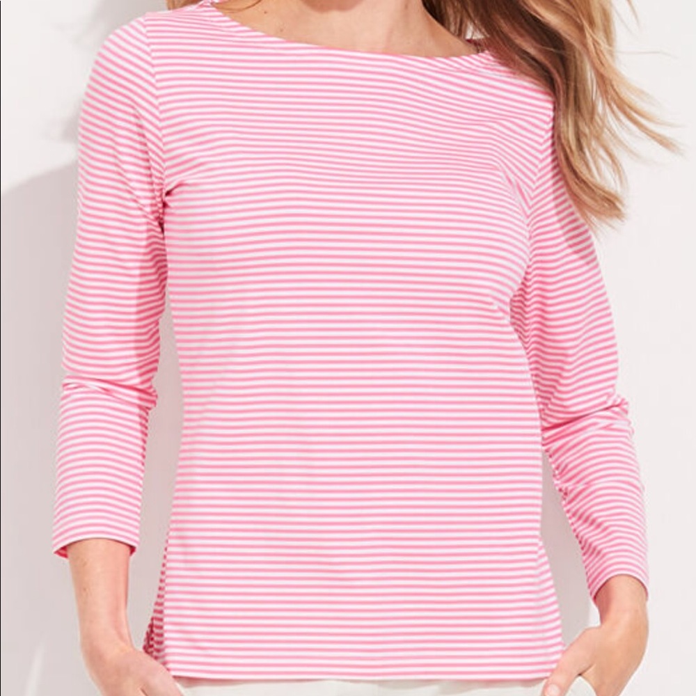 NWT VINEYARD VINES Striped Sankaty Boatneck Top-2X